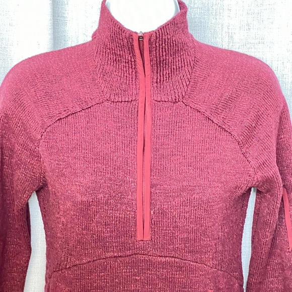 Lululemon Summit Stride Sweater S Heathered Deep Rouge Cotton 1/4 Zip Pull On - Picture 3 of 8